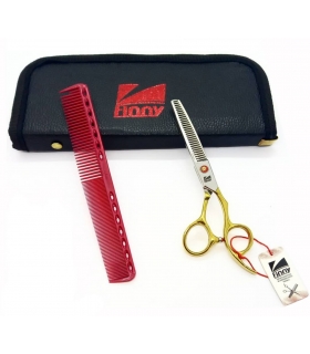 قیچی آرایشگری کرتزر فینی پیتاژ 6 اینچ دسته طلایی نگین قرمز Kretzer Hair Finny FPR5-60