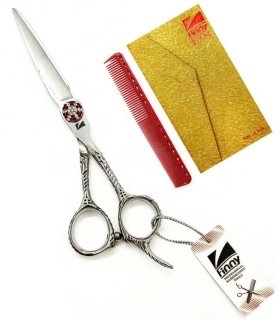 قیچی آرایشگری کرتزر فینی کات و کوتاهی 6 اینچ مدل دسته ماری نگین دار سیما Kretzer Hair Finny SIMA FCB4-60