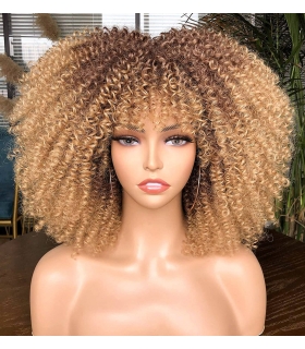 کلاه گیس (پوستیژ) زنانه فر آفریقایی افرو مجعد آمبره بلوند Short Afro Wig