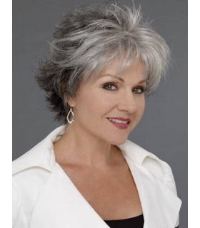 کلاه گیس (پوستیژ) زنانه کوتاه پیکسی جلو سفید پشت خاکستری چتری دار Gray Pixie Wigs