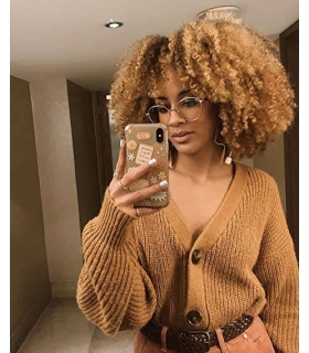کلاه گیس (پوستیژ) زنانه فر آفریقایی افرو مجعد آمبره بلوند Short Afro Wig