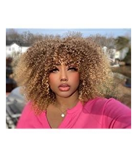 کلاه گیس (پوستیژ) زنانه فر آفریقایی افرو مجعد آمبره بلوند Short Afro Wig