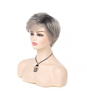 کلاه گیس (پوستیژ) زنانه کوتاه پیکسی آمبره جو گندمی Grey Wig Short Pixie