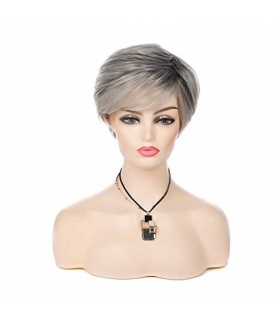 کلاه گیس (پوستیژ) زنانه کوتاه پیکسی آمبره جو گندمی Grey Wig Short Pixie