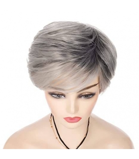 کلاه گیس (پوستیژ) زنانه کوتاه پیکسی آمبره جو گندمی Grey Wig Short Pixie