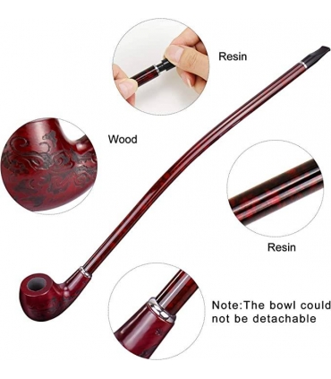 پیپ هیساگتک  چرچ واردن چوب گلابی ساقه بلند Hysagtek Long Churchwarden Tobacco Pipe Wooden Long Stem Smoking Pipe