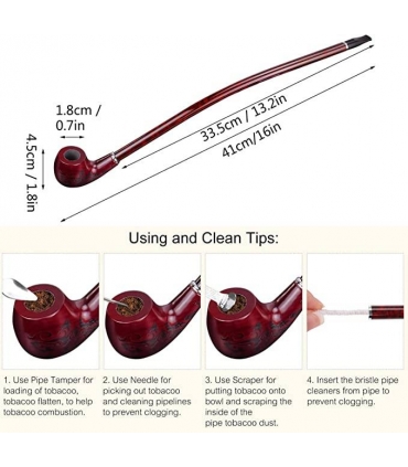 پیپ هیساگتک  چرچ واردن چوب گلابی ساقه بلند Hysagtek Long Churchwarden Tobacco Pipe Wooden Long Stem Smoking Pipe