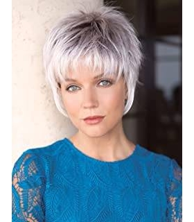 کلاه گیس (پوستیژ) زنانه کوتاه پیکسی خاکستری آمبره چتری دار Layered Gray Wigs