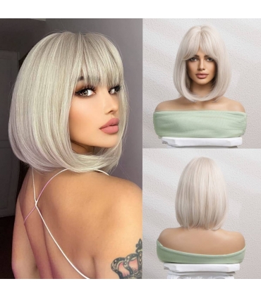 کلاه گیس (پوستیژ) زنانه مصری باب چتری دار بلوند دودی اش Bob Ash Blonde Wig