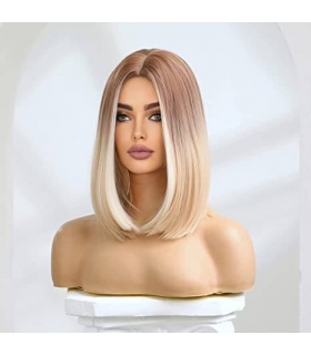 کلاه گیس (پوستیژ) زنانه  مصری باب آمبره قهوه ای بلوند Blonde Bob