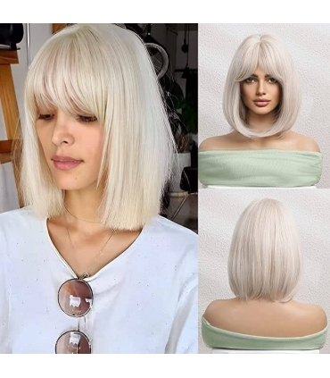 کلاه گیس (پوستیژ) زنانه مصری باب چتری دار بلوند دودی اش Bob Ash Blonde Wig