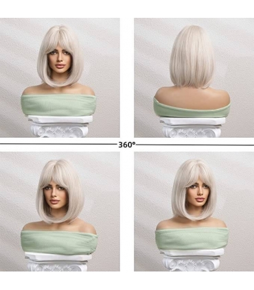 کلاه گیس (پوستیژ) زنانه مصری باب چتری دار بلوند دودی اش Bob Ash Blonde Wig