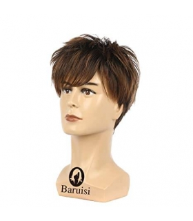 کلاه گیس (پوستیژ) مردانه کوتاه لیر قهوه ای مخلوط چتری Short Layered Wig