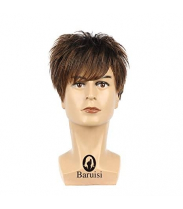 کلاه گیس (پوستیژ) مردانه کوتاه لیر قهوه ای مخلوط چتری Short Layered Wig