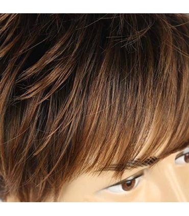 کلاه گیس (پوستیژ) مردانه کوتاه لیر قهوه ای مخلوط چتری Short Layered Wig