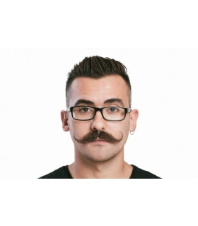 سبیل مصنوعی (پروتز) متس با طبیعی موی انسان مدل رو به بالا (پوآرو)MATS Handlebar Mustache Reusable