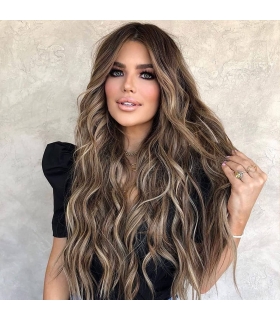 کلاه گیس (پوستیژ) زنانه بلند آمبره قهو ه ای هایلایت دار موج دار Wave Brown Wigs