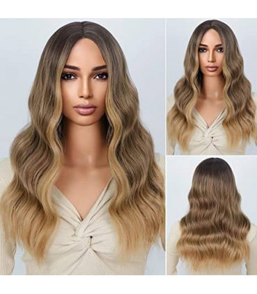 کلاه گیس (پوستیژ) زنانه قهوه ای بلوند آمبره بلند Long Wavy Ombre Wig