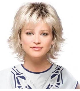 کلاه گیس (پوستیژ) زنانه بلوند قهو ه ای آمبره کوتاه پیکسی چتری دار Dark Brown Blonde Wig