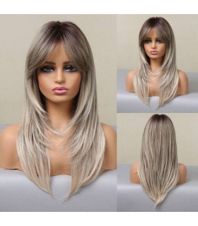 کلاه گیس (پوستیژ) زنانه بلند لیر جلو چتری آمبر بلوند اش دودی Natural Long Ombre Ash Blonde Layered