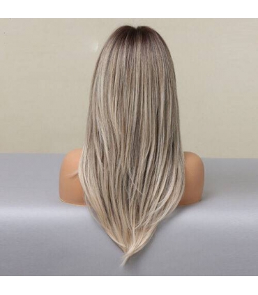 کلاه گیس (پوستیژ) زنانه بلند لیر جلو چتری آمبر بلوند اش دودی Natural Long Ombre Ash Blonde Layered