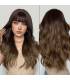 کلاه گیس (پوستیژ) زنانه بلند حالت دار جلو چتری قهوه ای طبیعی هایلایت دار Natural Highlights Brown Hair Wigs