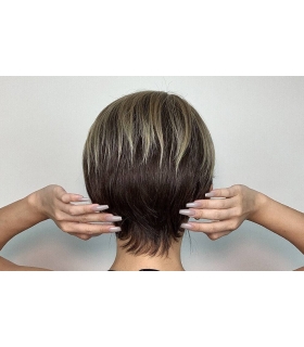 کلاه گیس (پوستیژ) زنانه کوتاه پیکسی لیر چتری دار قهوه ای هایلایت بلوند Mix Brown Wigs