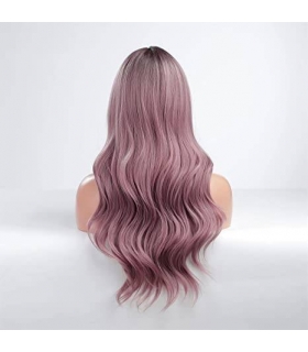 کلاه گیس (پوستیژ) زنانه بلند مواج حالت دار بنفش صورتی Long Wavy Wig