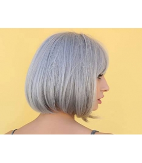 کلاه گیس (پوستیژ) زنانه مصری باب کوتاه جلو چتری دار خاکستری نقره ای Bob Wig