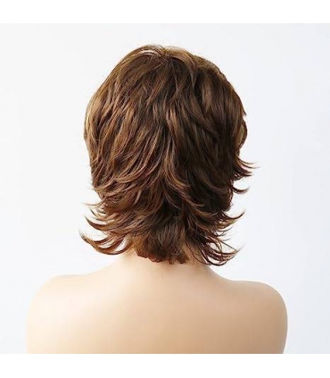 کلاه گیس (پوستیژ) زنانه کوتاه پیکسی قهوه ای روشن هایلایت دار
