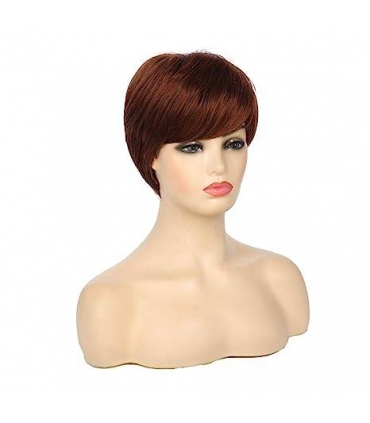 کلاه گیس (پوستیژ) زنانه پیکسی چتری قهوه ای ماهگونی Pixie Cut Short Wigs