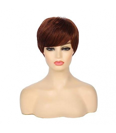 کلاه گیس (پوستیژ) زنانه پیکسی چتری قهوه ای ماهگونی Pixie Cut Short Wigs