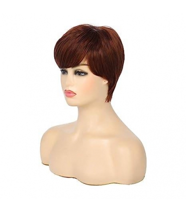 کلاه گیس (پوستیژ) زنانه پیکسی چتری قهوه ای ماهگونی Pixie Cut Short Wigs