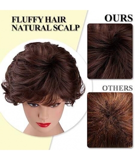 کلاه گیس (پوستیژ) زنانه کوتاه قهوه ای تیره مجعد Short Dark Brown Wavy Wig