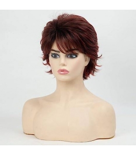 کلاه گیس (پوستیژ) زنانه کوتاه پیکسی لیر آمبره قهوه ای شرابی چتری دار Short Red Pixie Cut Wigs