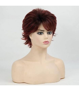کلاه گیس (پوستیژ) زنانه کوتاه پیکسی لیر آمبره قهوه ای شرابی چتری دار Short Red Pixie Cut Wigs