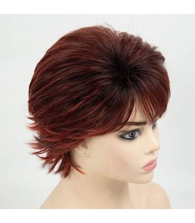 کلاه گیس (پوستیژ) زنانه کوتاه پیکسی لیر آمبره قهوه ای شرابی چتری دار Short Red Pixie Cut Wigs