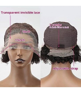 کلاه گیس (پوستیژ) زنانه موی طبیعی انسان کوتاه مجعد آمبره مشکی بلوند Pixie Cut Wig Human Hair