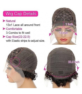 کلاه گیس (پوستیژ) زنانه موی طبیعی انسان کوتاه مجعد آمبره مشکی بلوند Pixie Cut Wig Human Hair