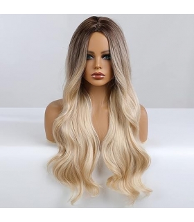 کلاه گیس (پوستیژ) زنانه باشا آمبره قهوه ای روشن بلوند بلند حالت دار Blonde Brown Wave Wig