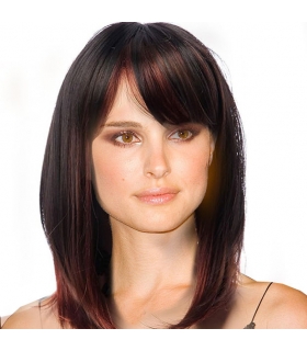 کلاه گیس (پوستیژ) زنانه مصری باب آمبره مشکی شرابی چتری دار Black mix Red wig