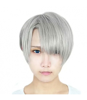 کلاه گیس (پوستیژ) زنانه و مردانه لخت و کوتاه نقره ای چتری دار Wig Hair Straight Short
