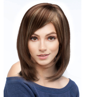 کلاه گیس (پوستیژ) زنانه باب متوسط چتری دار قهوه ای روشن هایلایت بلوند Short Mixed Color Hair Wigs