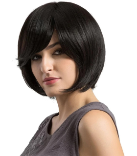 کلاه گیس (پوستیژ) زنانه مصری باب لخت چتری کج Straight Wig