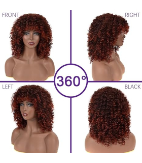 کلاه گیس (پوستیژ) زنانه فر افرو قهوه ای هایلایت دار متوسط Curly Wigs