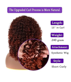 کلاه گیس (پوستیژ) زنانه فر افرو قهوه ای هایلایت دار متوسط Curly Wigs