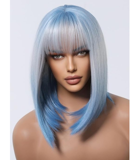 کلاه گیس (پوستیژ) زنانه متوسط مدل باب مصری آمبره آبی نقره ای Blue Bob Wigs