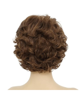 کلاه گیس (پوستیژ) زنانه کوتاه لیر حالت دار چتری قهوه ای Womens Short Curly