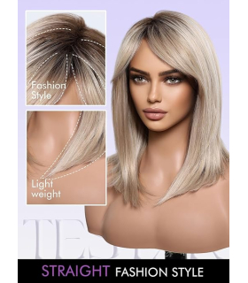 کلاه گیس (پوستیژ) زنانه بلوند متوسط چتری ریشه تیره Blonde Wig