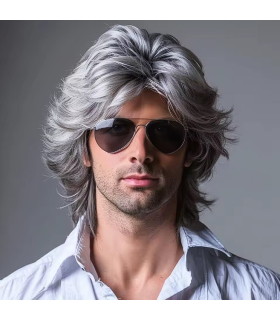 کلاه گیس (پوستیژ) مردانه جوگندمی لیر حالت دار متوسط مدل دهه 80 میلادی